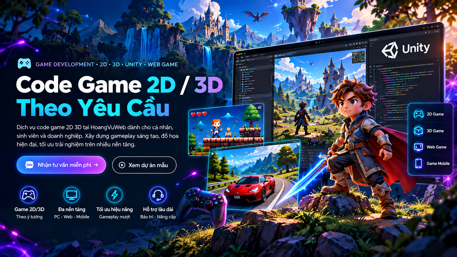 Code game 2D 3D theo yêu cầu - phát triển game chuyên nghiệp