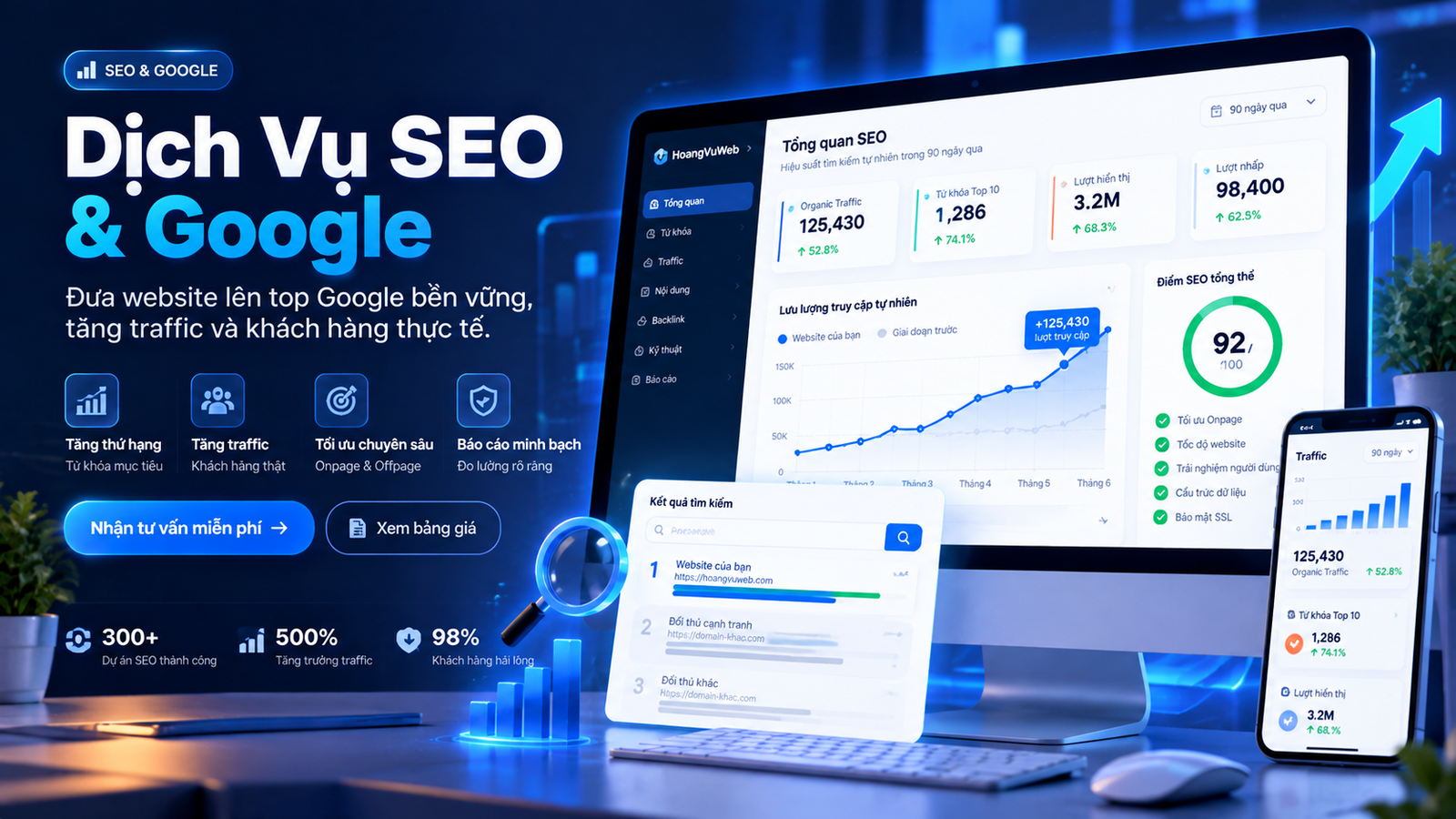 Dịch vụ SEO Google cho website doanh nghiệp HoangVuWeb